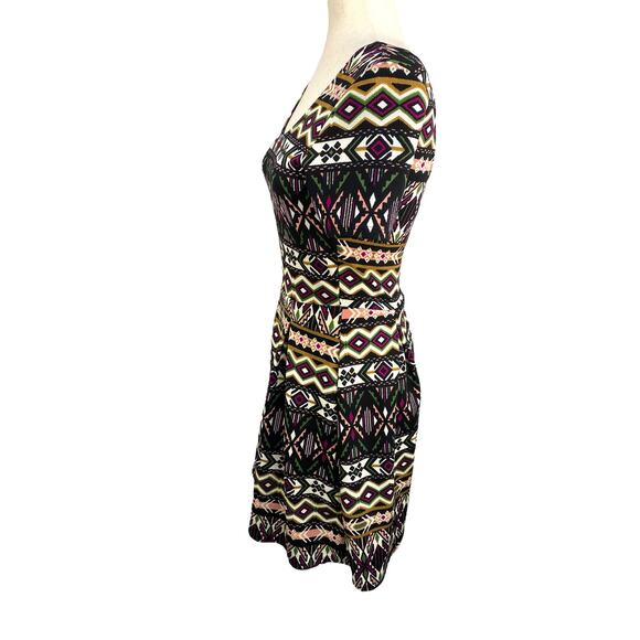 Alya Mixed Geometric Print Fit & Flare Dress Size S - Picture 2 of 5